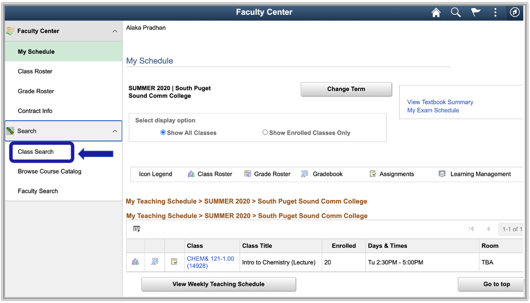 Search For Classes | SPSCC Support